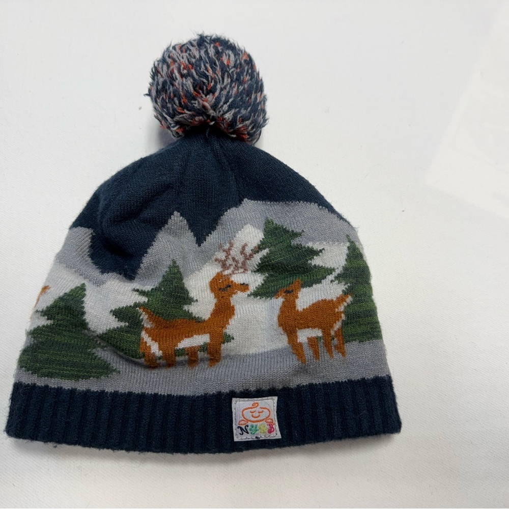 Reindeer Knit Beanie with Pom